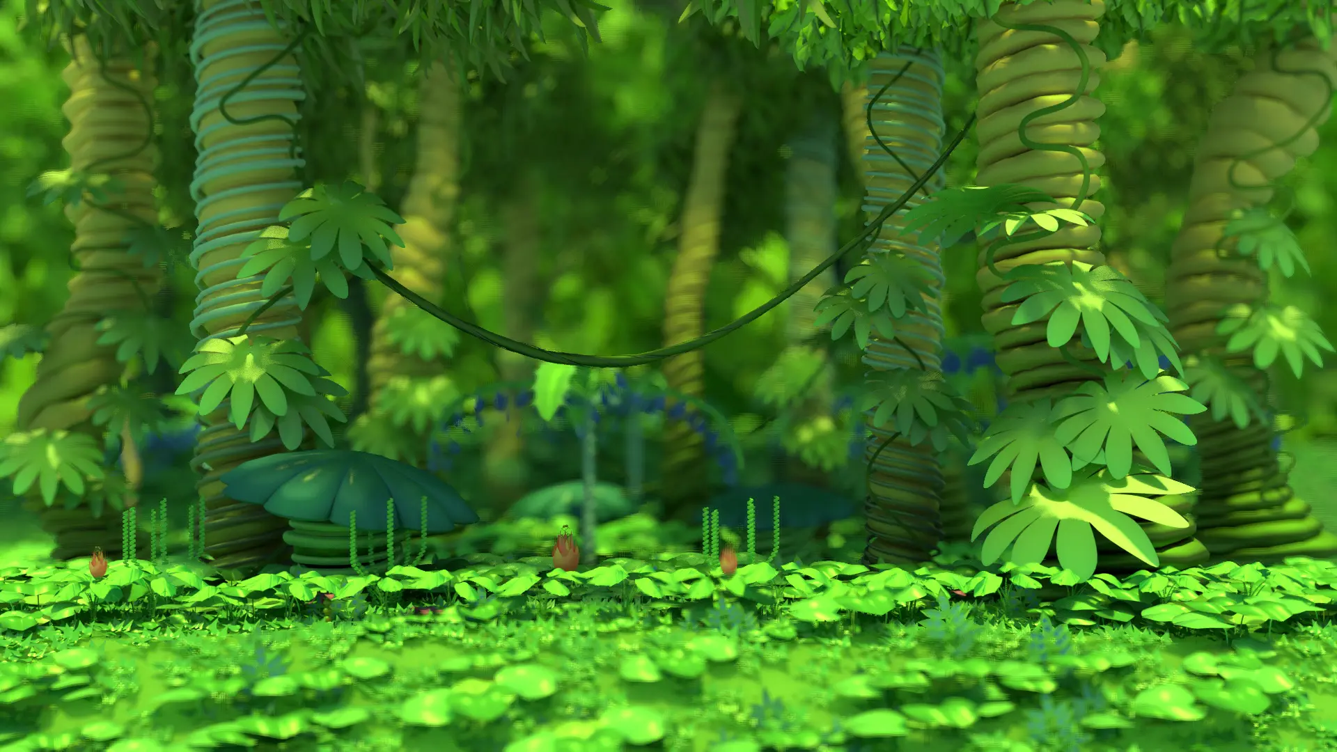 A lush green Whakabaloo jungle level