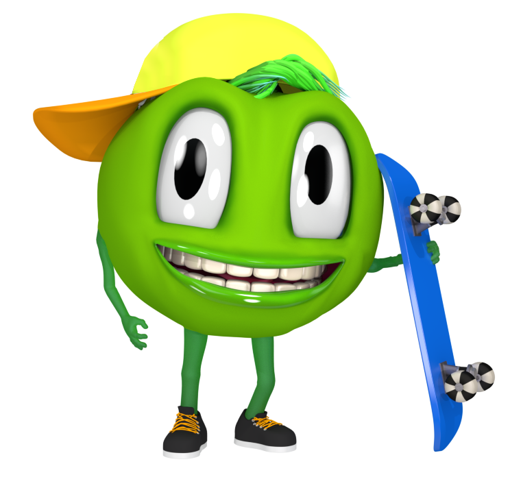 The Whakabaloo mascot with a skateboard